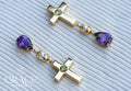 Amethyst Cross Drop Earrings (PRE-ORDER)