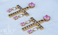 Pink Cross Statement Pearl Earrings (PRE-ORDER)
