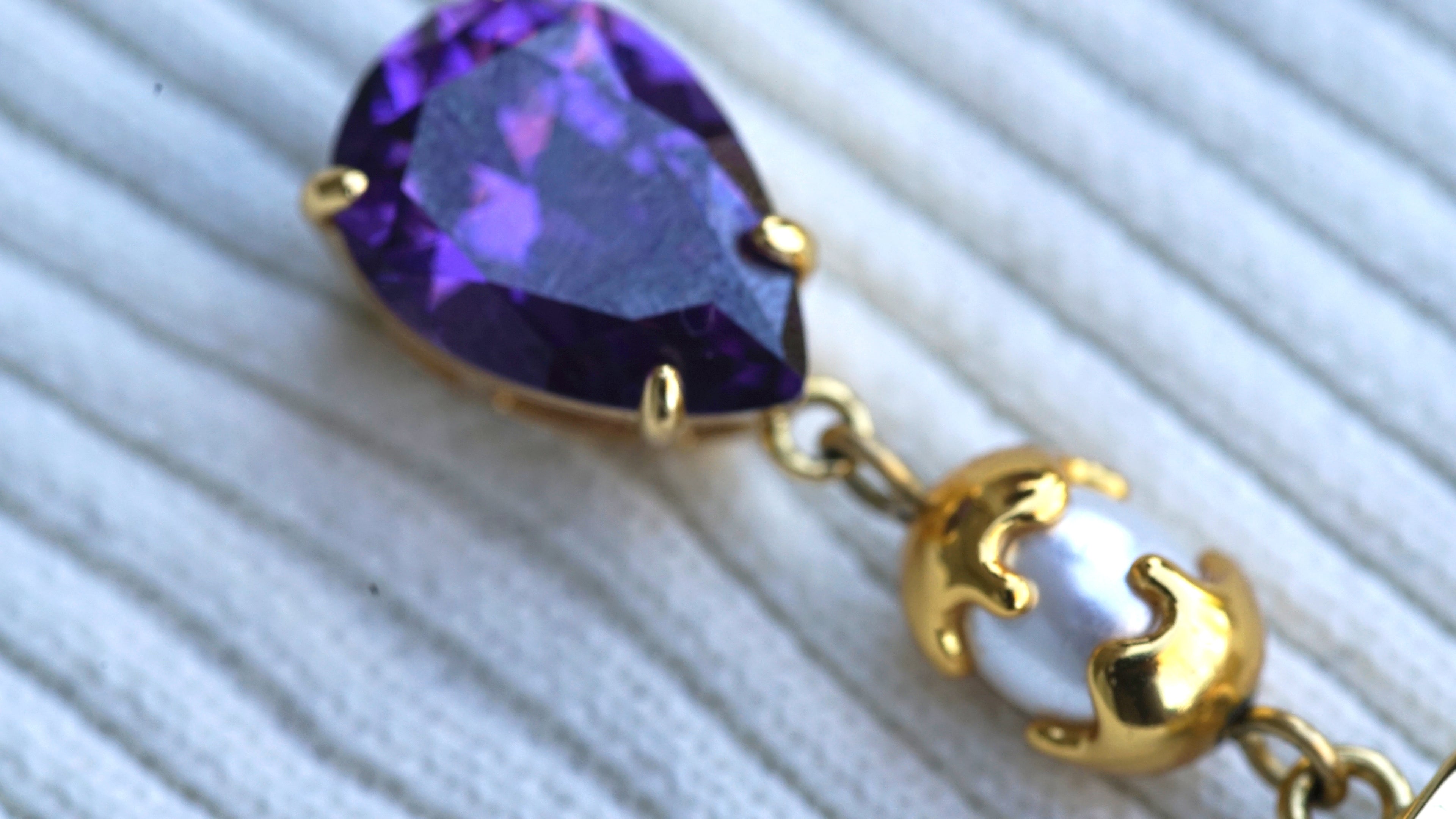 Amethyst Cross Drop Earrings (PRE-ORDER)